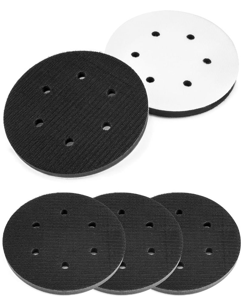 QWORK 6-Inch Hook and Loop Sanding Pad Interface, Durable Sponge Construction, 5 Pack - Compatible with Random Orbital Sanders, Ideal for Metal, Wood, Ceramics, Glass, Automotive, and Marine Polishing - Image 1