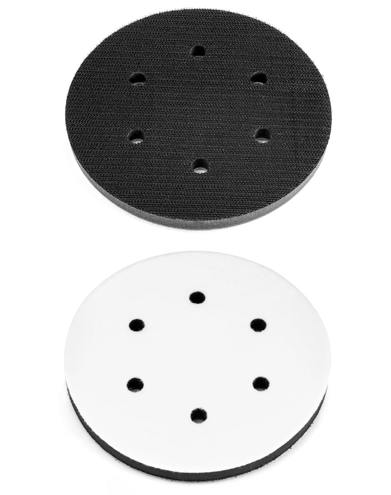 QWORK 6-Inch Hook and Loop Sanding Pad Interface, Durable Sponge Construction, 5 Pack - Compatible with Random Orbital Sanders, Ideal for Metal, Wood, Ceramics, Glass, Automotive, and Marine Polishing - Image 2