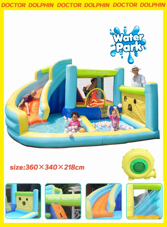 doctor dolphin Large inflatable water trampoline with a slide360×340×218cm - Image 1