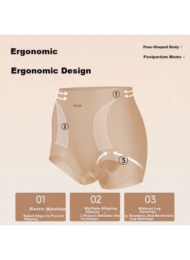 Gracewell High Waist Tummy Control Lifting Silk Antibacterial Women's Postpartum Waist Shaping Seamless Panties Nude+lotus L - Image 2