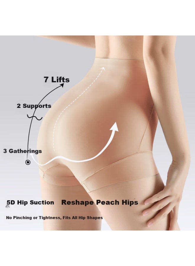 Gracewell High Waist Tummy Control Lifting Silk Antibacterial Women's Postpartum Waist Shaping Seamless Panties Nude+lotus L - Image 5