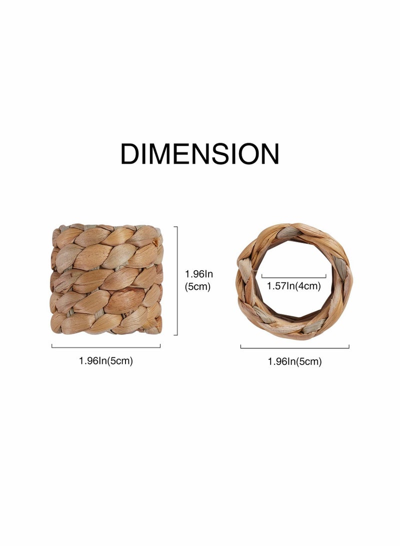 6 Pcs Round Woven Napkin Ring Water Hyacinth Napkins Holder Handmade Braided Natural Napkin Rings Birthday Party Decorations and Everyday Life Water Hyacinth - Image 2