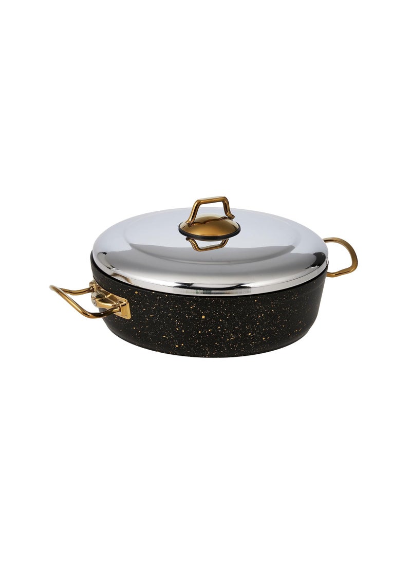 Homemaker 7-Piece Granitec Cookware Set - Stainless Steel Lids - 2 Deep Pots - 1 Low Pot - 1 Frypan - Non-Stick Surface - PFOA Free - Black & Gold - Image 5