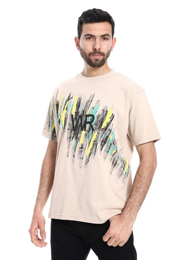 WHITE RABBIT Printed Regular Fit Slip On T-Shirt - Beige, Yellow & Green  - Image 2