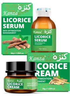 Kanza Licorice Root Cream & Serum Combo Licorice Root Cream for Face Hand & Feet Licorice Root Extract for Anti-Wrinkle Anti-Aging Dark Spot Removing Licorice Extract Skin Care Set  - Image 1