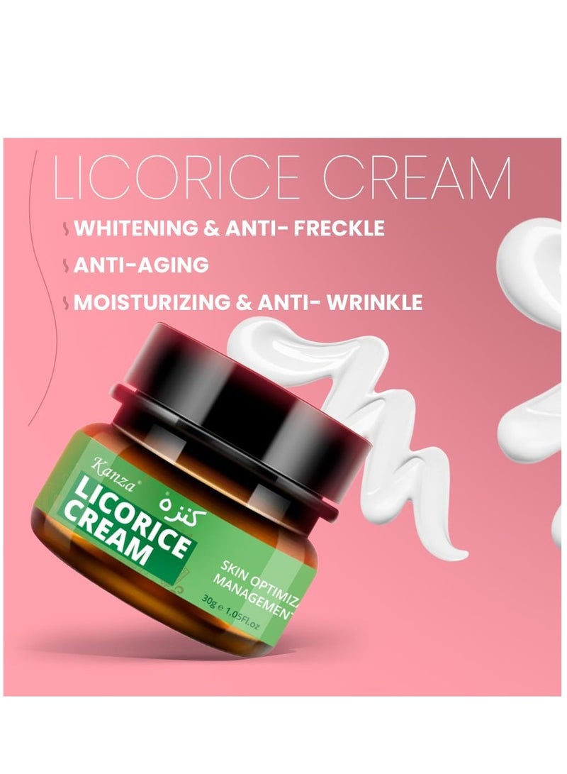 Kanza Licorice Root Cream & Serum Combo Licorice Root Cream for Face Hand & Feet Licorice Root Extract for Anti-Wrinkle Anti-Aging Dark Spot Removing Licorice Extract Skin Care Set - Image 4