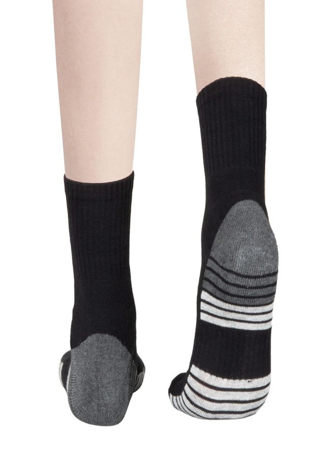 YUEDGE Mens Cushioned Black Cotton Crew Socks For Men Size 9-11, Moisture Wicking Casual Work Everyday Gym Golf Training Athletic Socks, 5 Pairs - Image 2