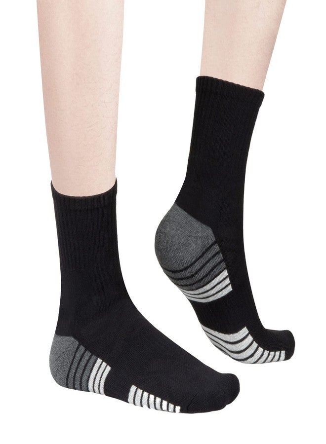 YUEDGE Mens Cushioned Black Cotton Crew Socks For Men Size 9-11, Moisture Wicking Casual Work Everyday Gym Golf Training Athletic Socks, 5 Pairs - Image 5