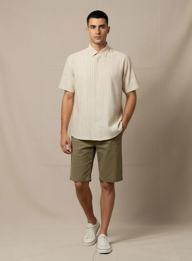 Splash FAV Men Regular Fit Collared Striped Short Sleeves Shirt
