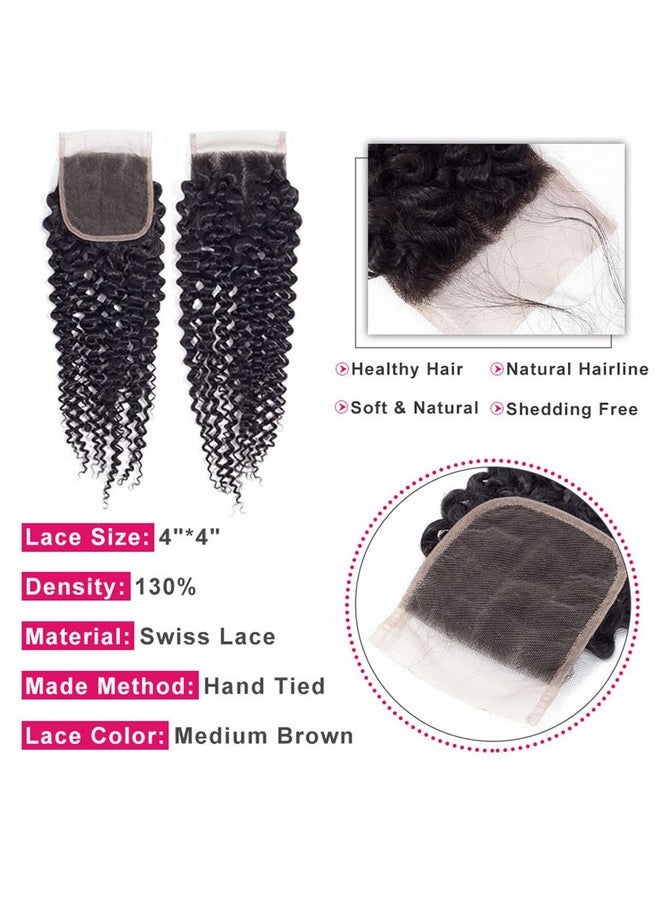 Jinhongze Kinky Curly Lace Closure Human Hair 8Inch 4X4 Free Part Lace Closure Natural Black Kinky Hair Brazilian Virgin Human Hair Swiss Lace Closure(18) … - Image 2