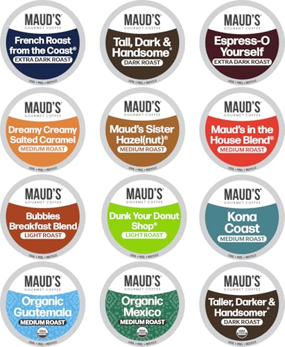 MAUD'S Mauds Family Pack Coffee Pods Variety Pack 136 ct 12 Assorted Flavors Medium Roast Single Serve Pods  100 Arabica Coffee Compatible with Keurig K Cups Maker - Image 1