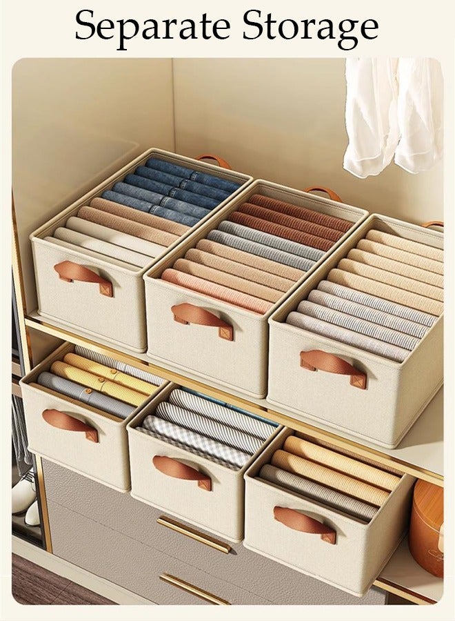 DUNISO 3pcs Wardrobe Clothes Organizer Foldable Closet Storage Organizer for Clothes Jeans Washable Closet Storage Boxes with Carrying Handles Cube Storage Bin for Home Bedroom Office - Image 4