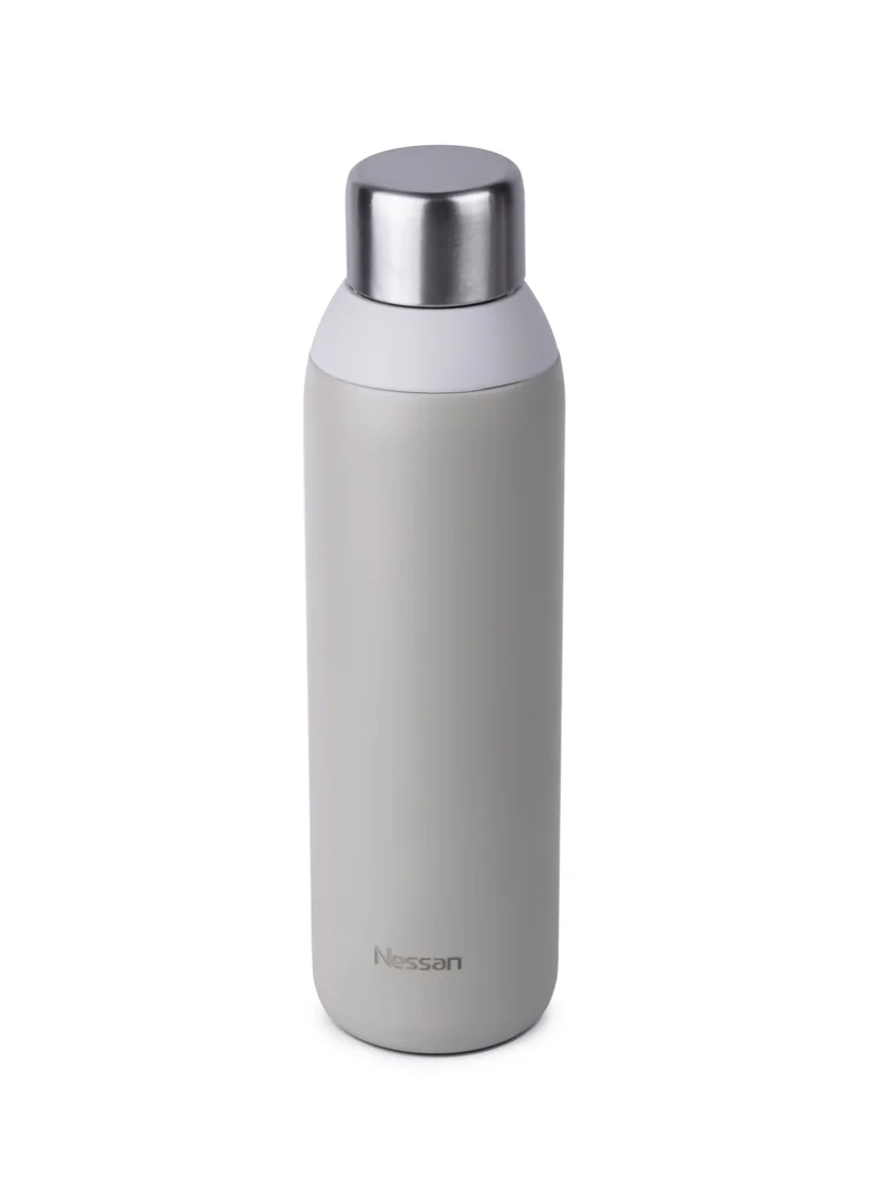 Nessan Double Wall Insulated Stainless Steel Vacuum Bottle, 600 ml - Your Reliable Travel Flask For Hot And Cold Beverages - Beige
