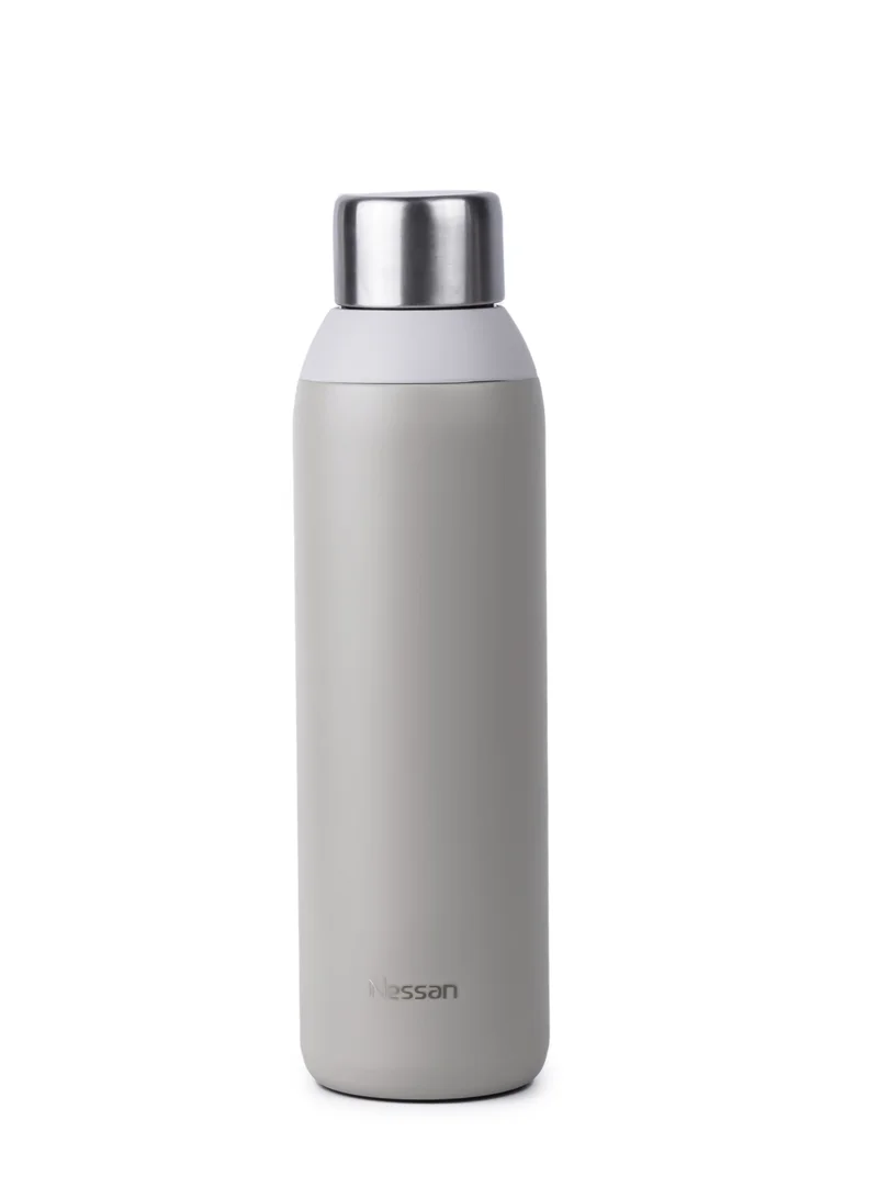 Nessan Double Wall Insulated Stainless Steel Vacuum Bottle, 600 ml - Your Reliable Travel Flask For Hot And Cold Beverages - Beige