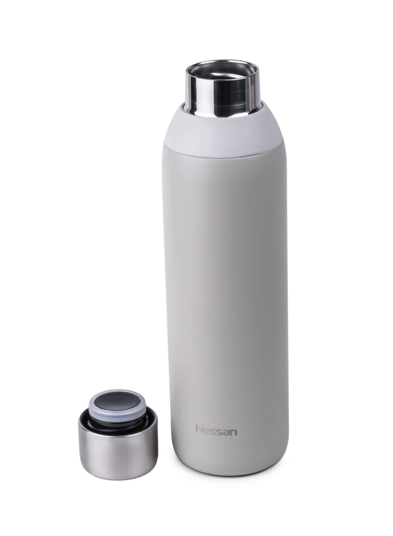 Nessan Double Wall Insulated Stainless Steel Vacuum Bottle, 600 ml - Your Reliable Travel Flask For Hot And Cold Beverages - Beige