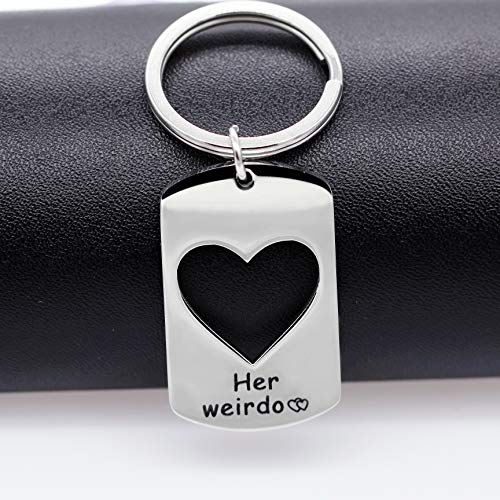 Uloveido Fashion Stainless Steel His Crazy Her Weirdo Love Heart Personalized Couples Initial Keychain Set, Nice Key Ring Set Gifts for SN151 - Image 4