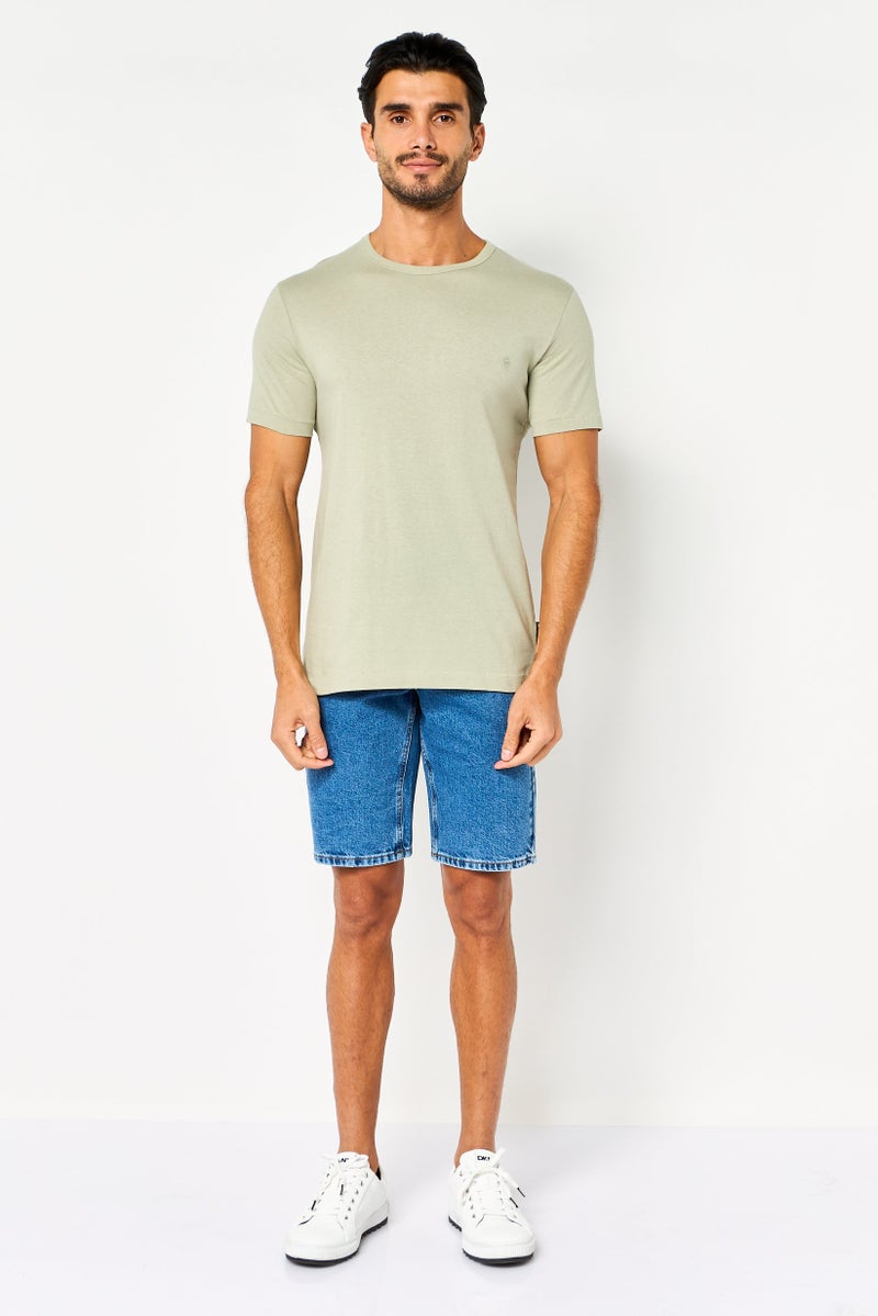 French Connection Men Crew Neck Short Sleeves Brand Logo T-Shirt, Sage Green - Image 4