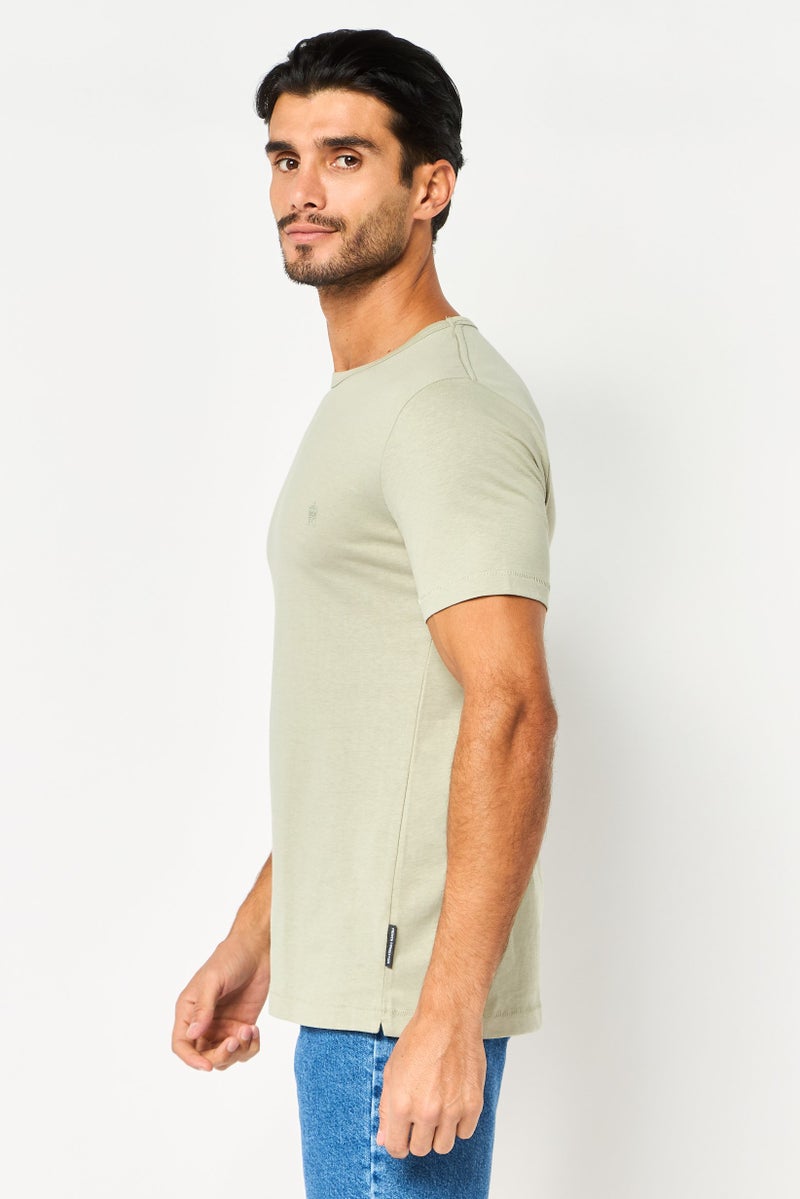 French Connection Men Crew Neck Short Sleeves Brand Logo T-Shirt, Sage Green - Image 2