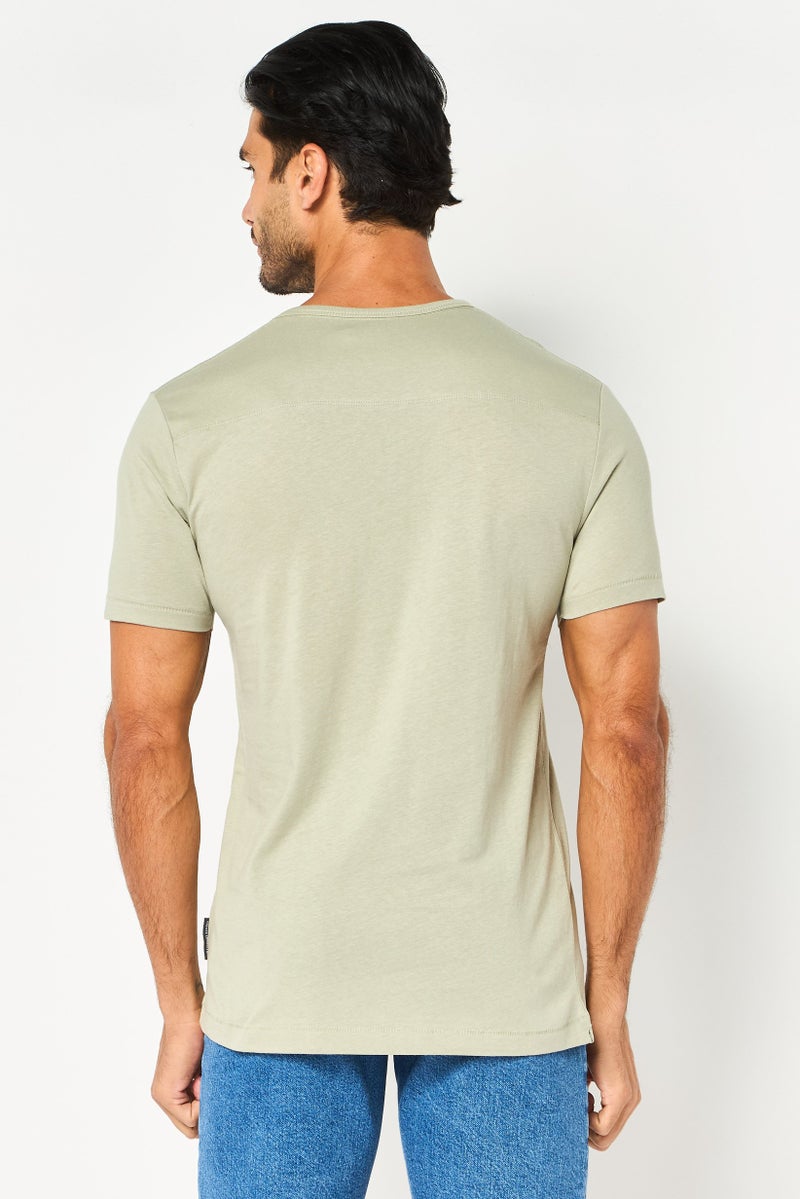French Connection Men Crew Neck Short Sleeves Brand Logo T-Shirt, Sage Green - Image 3