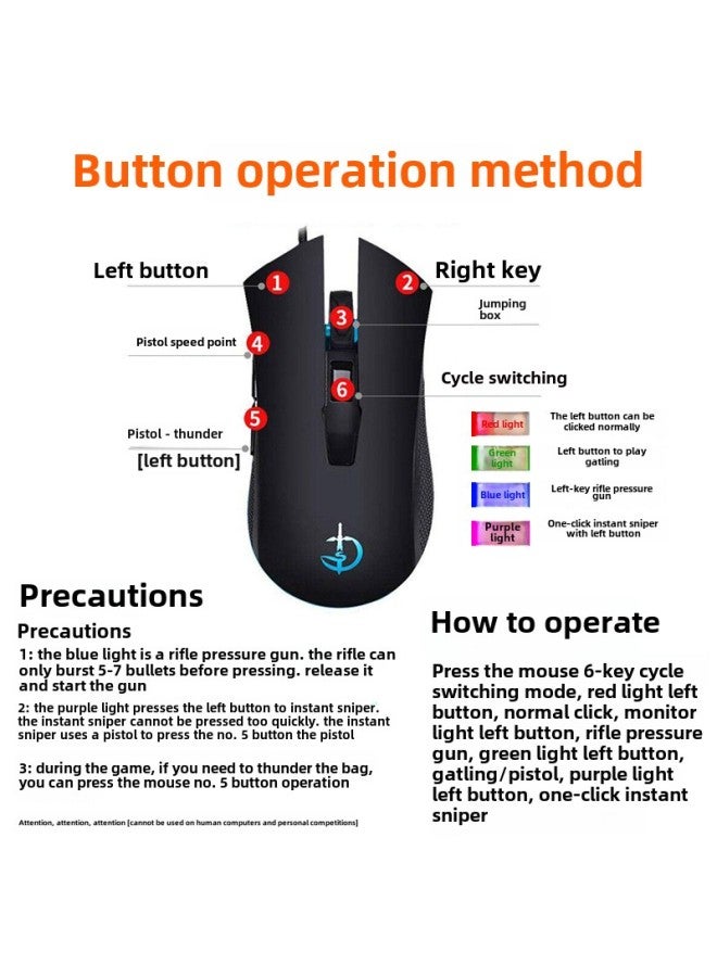 Electric Competition Purgatory Programming Specialized Qingying Jedi Mouse Firewire Game Macro Crossing Cfpubg Chicken Pressure Survival Eat Hd-Color:G200 Matte Black [cross Guy Line Qingying Plug And Play-Interface:Private Model (packaging Box Qingying  - Image 1