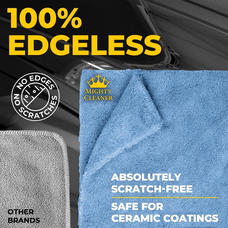 Mighty Cleaner Edgeless Microfiber Towels for Cars – 6pk (12”x12”) - 540 GSM - Super Soft Detailing & Buffing – Scratch-Free & Absorbent Microfiber Cleaning Cloths for Car Polishing - Image 4
