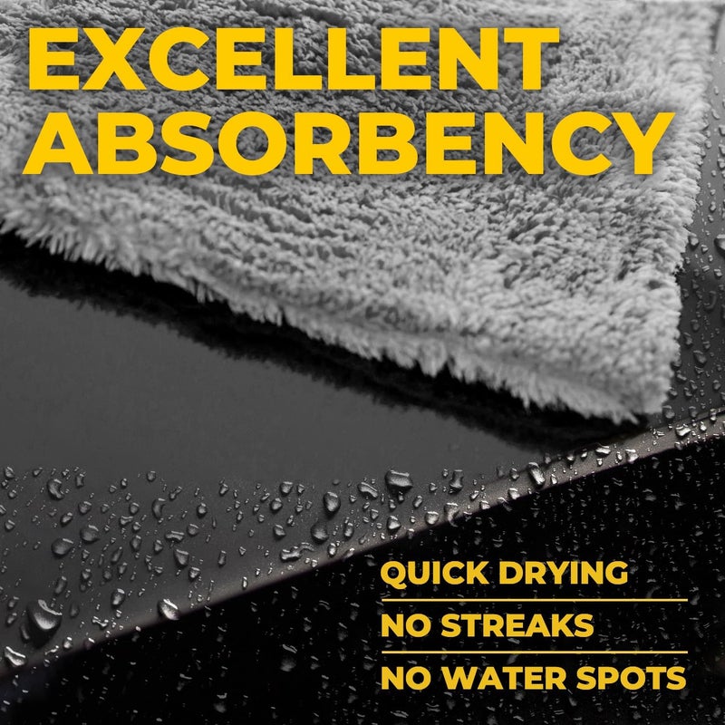 Mighty Cleaner Edgeless Microfiber Towels for Cars – 6pk (12”x12”) - 540 GSM - Super Soft Detailing & Buffing – Scratch-Free & Absorbent Microfiber Cleaning Cloths for Car Polishing - Image 3