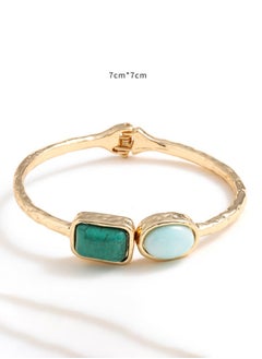 HaveDream High Quality And Exquisite Women's Alloy Spring Clasp Bracelet, Fashion Tiger Eye Stone Retro Bracelet - Green/White  - Image 3