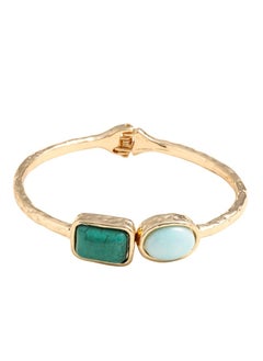 HaveDream High Quality And Exquisite Women's Alloy Spring Clasp Bracelet, Fashion Tiger Eye Stone Retro Bracelet - Green/White  - Image 1