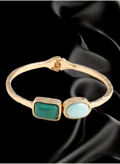 HaveDream High Quality And Exquisite Women's Alloy Spring Clasp Bracelet, Fashion Tiger Eye Stone Retro Bracelet - Green/White  - Image 4