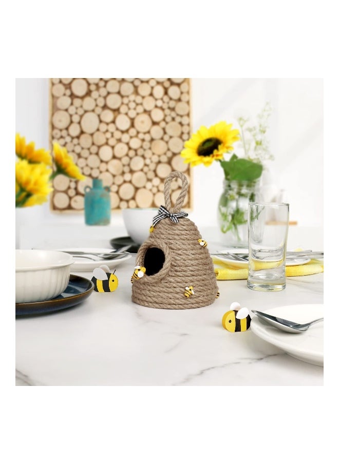 Generic - Bee Hive Decor Honey Bee Tiered Tray Decor Spring Summer Shelf Sitter Bee Kitchen Decor Bee Themed Wood Book Stack Mini Beehive Farmhouse for Table Shelf Sitter Home Coffee Bar Themed Party - Image 1