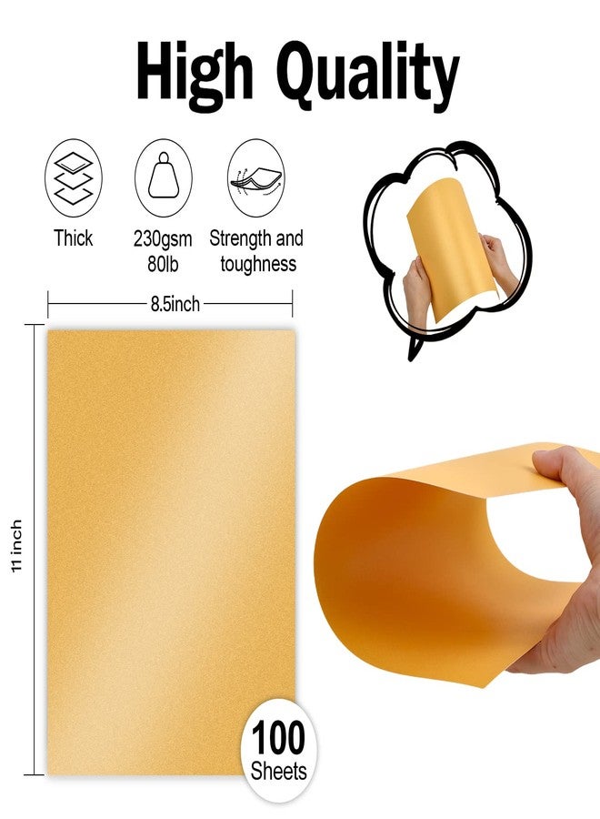 Goefun 100 Sheets Gold Shimmer Cardstock 8.5 x 11 Metallic Paper, Goefun 80lb Card Stock Pearlescent Paper for Invitations, Birthday, Anniversaries, Card Making - Image 2