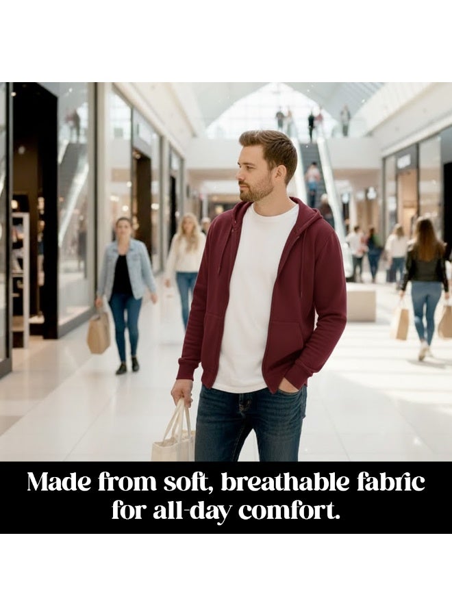 PRINTSHOP4ME Men’s Hoodie With Zipper – Cotton Hooded Neck | Long Sleeve With Kangaroo Pocket | Warm Everyday Wear For Travel,Sports,Work,Outdoor Walks And Casual Outfits - Image 4