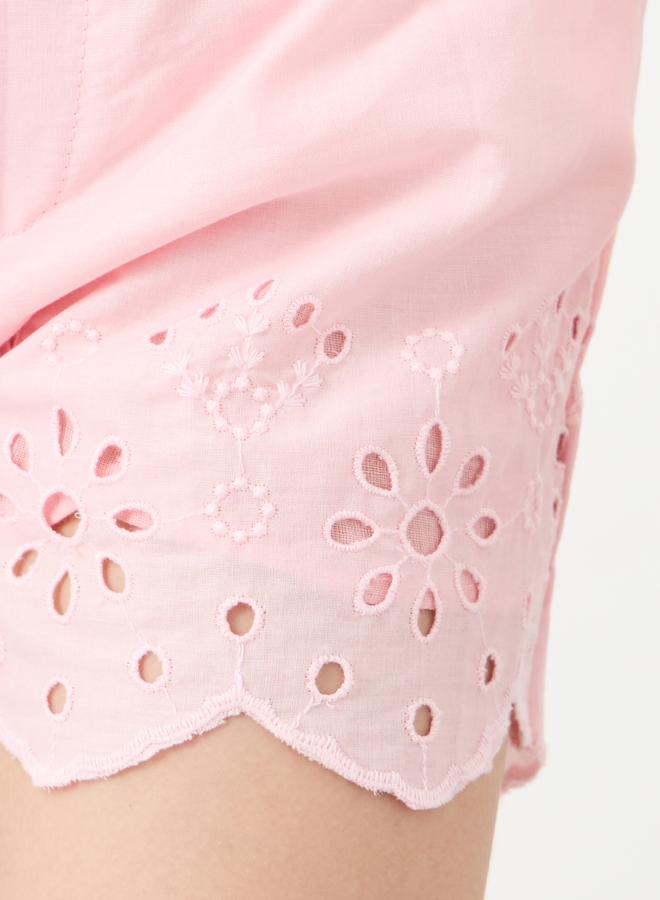 Styli Schiffli Hem Elastic Waistband Shorts - Image 3