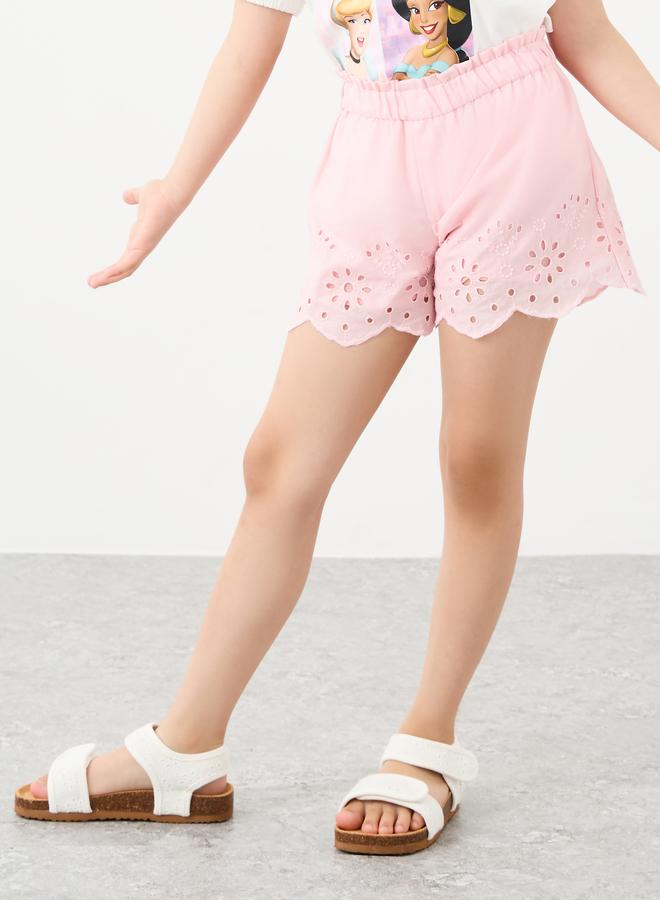 Styli Schiffli Hem Elastic Waistband Shorts - Image 1