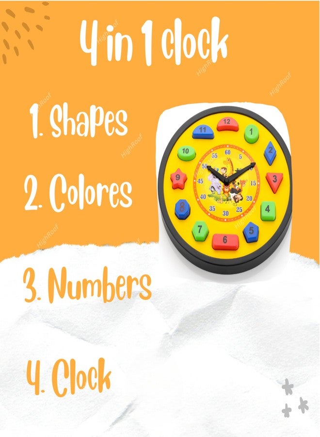 HighRoof 4 in 1 Learning Clock, Shape and Color Shorter & Numbers for Kids Age 2-7 Years (Multicolor) - Image 3