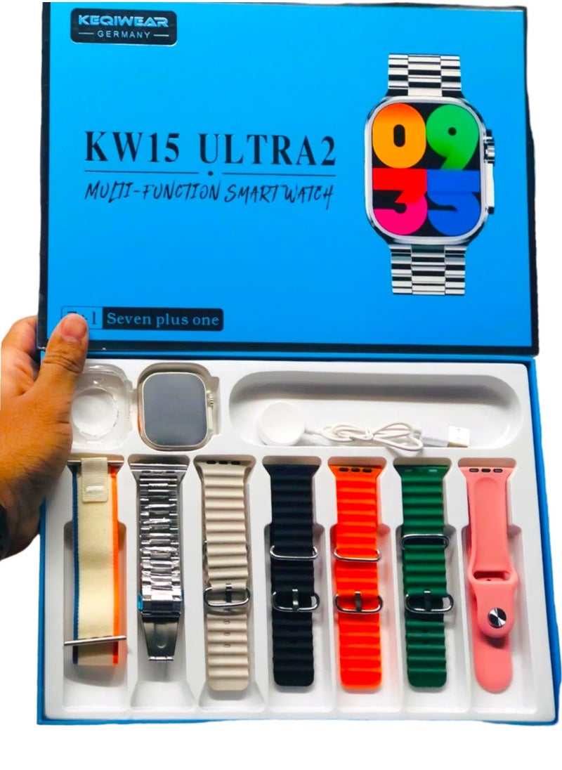 KEQIWEAR - KW15 Series 9 ULTRA Smart Watch 2.02inch With A Full Screen Works With The Android And IOS System Is Responsive Wireless Charging And Supports GPS With 7 Bracelets and Protection Cover - Image 1