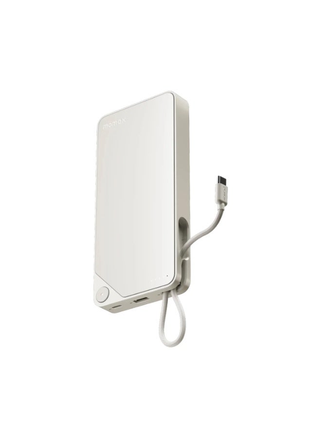 momax IP153W 1-Power X 20000mAh 30W Battery Pack with Built-in USB-C Cable -White - Image 1