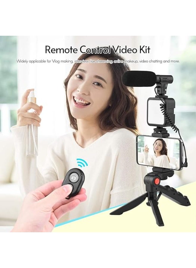 مجموعة تصوير الفيديو (فلوج) الاحترافية للموبايل - حامل ثلاثي مكتبي متكامل - يشمل ميكروفون، إضاءة LED وريموت لاسلكي - الاستوديو المتنقل المثالي لصناعة المحتوى والبث المباشر - Image 5