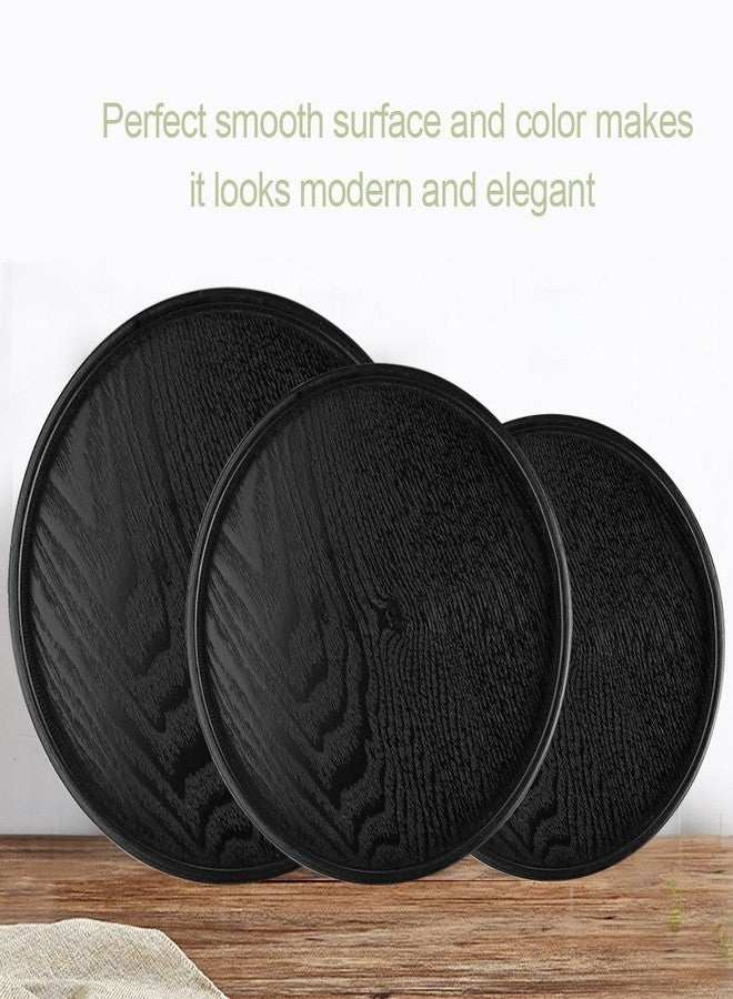 Maxmartt 12 Inch Wood Round Tray, Wooden Decorative Serving Coffee Table Tray Centerpiece Candle Holder for Black Kitchen Dining Room Home Decor Coffee Table Decor and Accessories - Image 5
