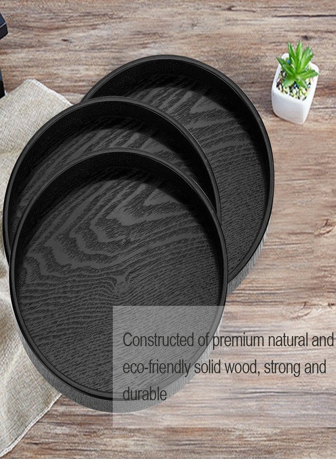 Maxmartt 12 Inch Wood Round Tray, Wooden Decorative Serving Coffee Table Tray Centerpiece Candle Holder for Black Kitchen Dining Room Home Decor Coffee Table Decor and Accessories - Image 4