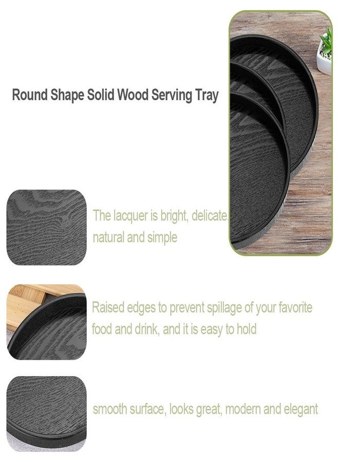 Maxmartt 12 Inch Wood Round Tray, Wooden Decorative Serving Coffee Table Tray Centerpiece Candle Holder for Black Kitchen Dining Room Home Decor Coffee Table Decor and Accessories - Image 2