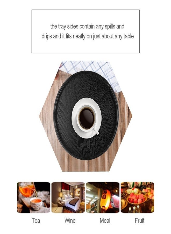 Maxmartt 12 Inch Wood Round Tray, Wooden Decorative Serving Coffee Table Tray Centerpiece Candle Holder for Black Kitchen Dining Room Home Decor Coffee Table Decor and Accessories - Image 3