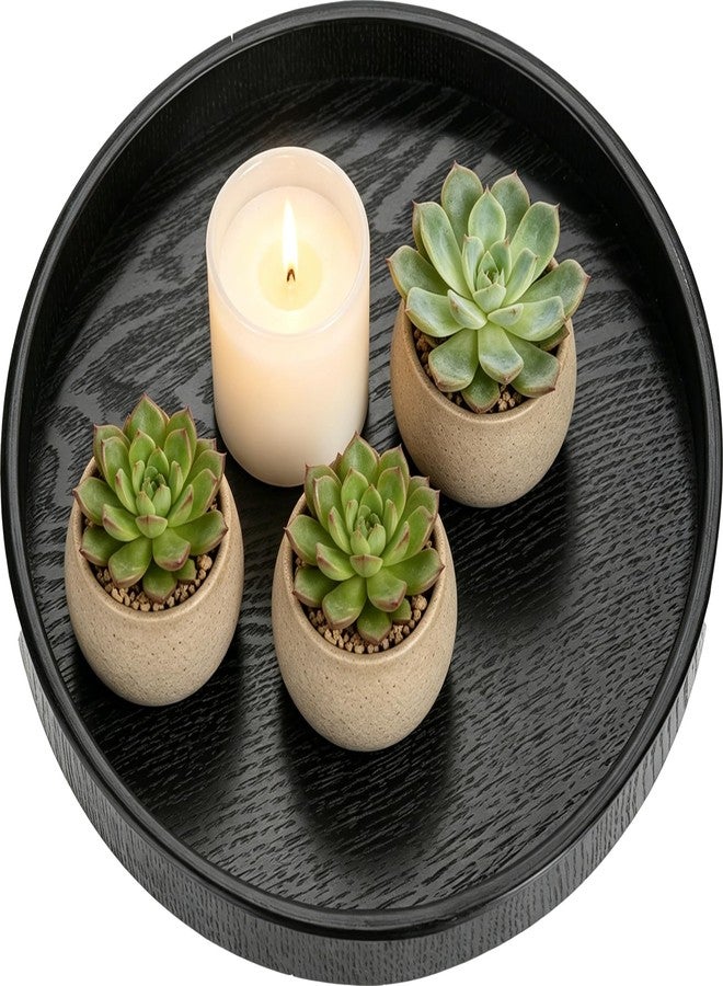 Maxmartt 12 Inch Wood Round Tray, Wooden Decorative Serving Coffee Table Tray Centerpiece Candle Holder for Black Kitchen Dining Room Home Decor Coffee Table Decor and Accessories - Image 1
