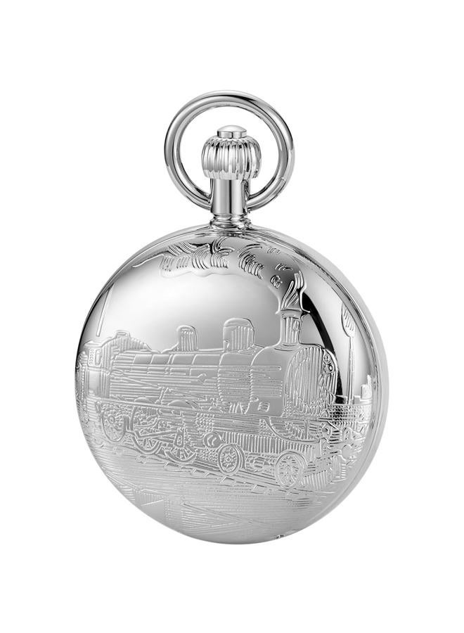 Dentily Vintage Silver Train London Design Hand Winding Mechanical Pocket Watch Mens Watches, silver3, vintage - Image 2