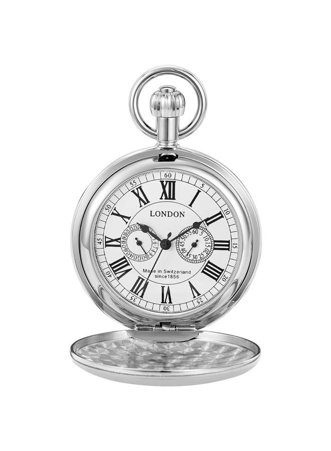 Dentily Vintage Silver Train London Design Hand Winding Mechanical Pocket Watch Mens Watches, silver3, vintage - Image 1