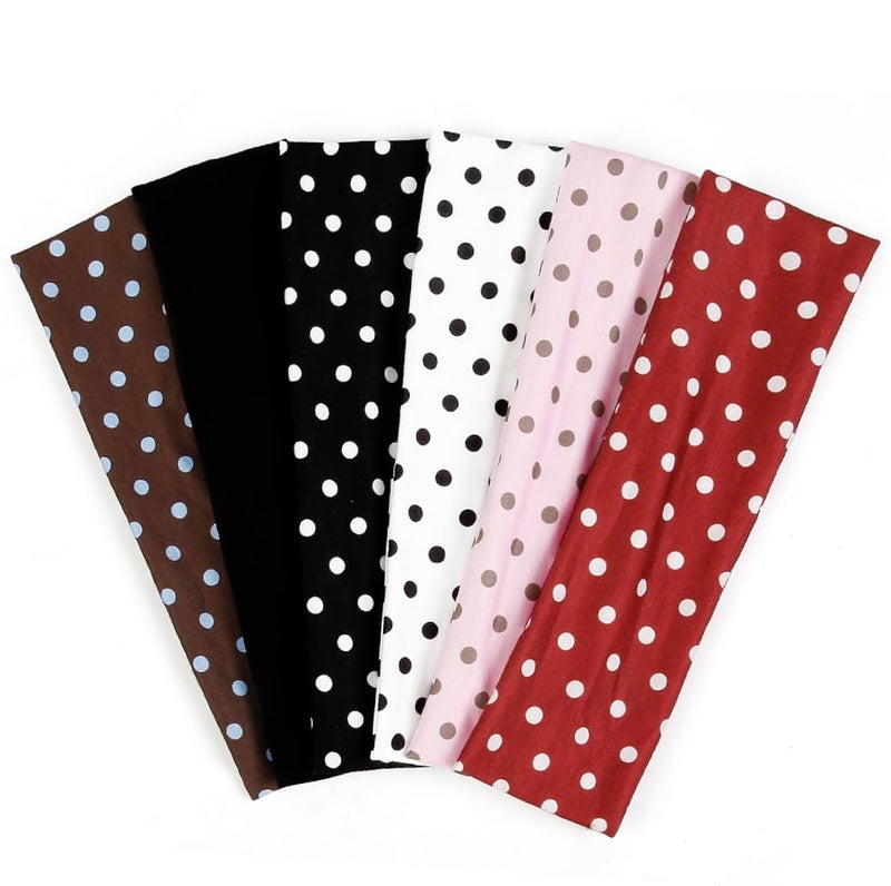 TERSE Polka Dot Headbands for Women Trendy Women Hair Accessories: Cute Head Bands for Women's Hair Fashion Hairbands 6PCS - Image 1