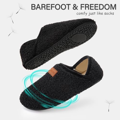 ATHMILE House Slippers for Women Men Indoor Barefoot Slippers Socks Furry Slip on House Shoes Cozy Comfy for Home Bedroom Travel Yoga Women 8-8.5 Black - Image 3