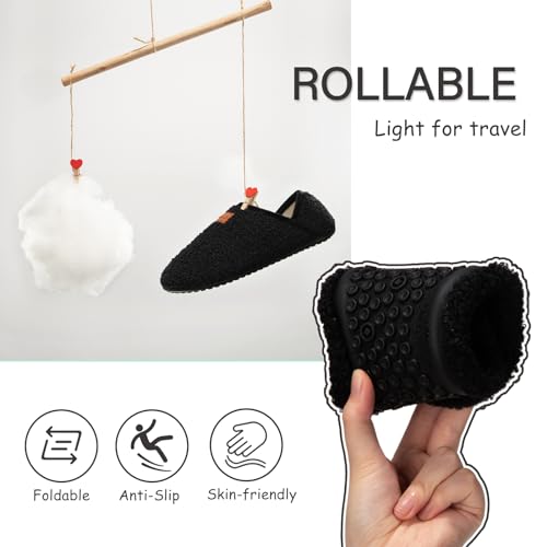 ATHMILE House Slippers for Women Men Indoor Barefoot Slippers Socks Furry Slip on House Shoes Cozy Comfy for Home Bedroom Travel Yoga Women 8-8.5 Black - Image 5