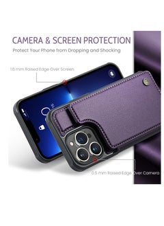 CaseMe Wallet Case for Apple iPhone 13 Pro Max, Premium Handmade Durable PU Leather Slim Shockproof Case with [Double Magnetic Clasp] [Card Holder] [Kickstand] [RFID Blocking] (Purple)  - Image 4