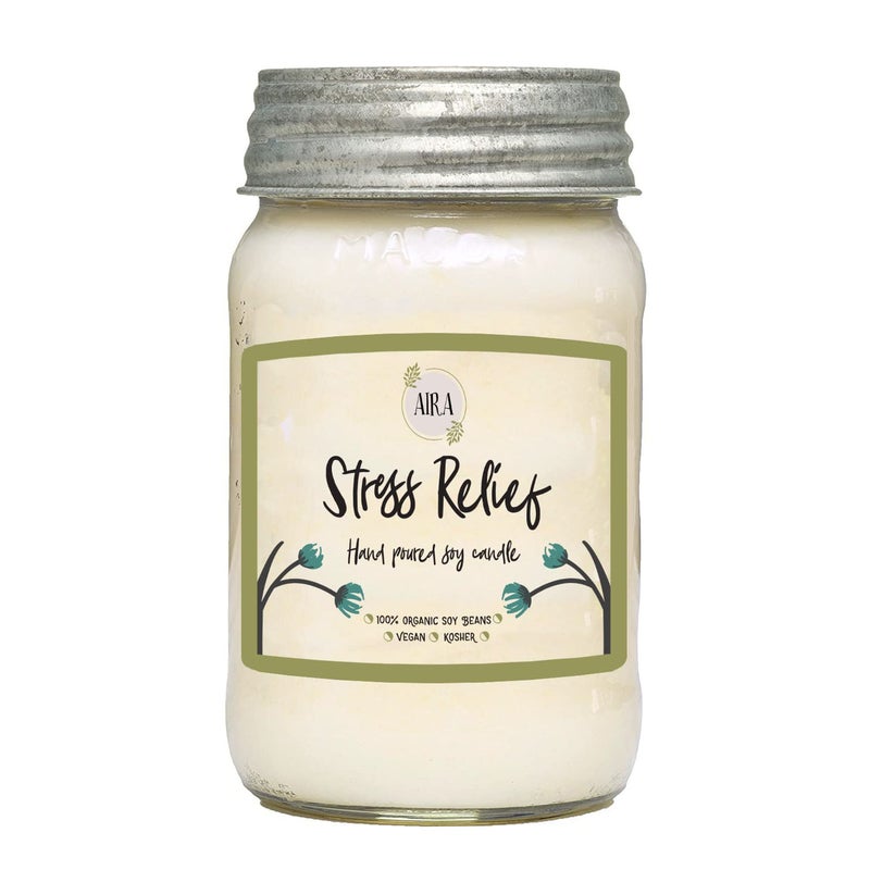 Aira Soy Candles - Organic, Kosher, Vegan, in Mason Jar w/Therapeutic Grade Essential Oil Blends - Hand-Poured 100% Soy Candle Wax - Paraffin Free, Burns 110+ Hours -Relaxing Stress Relief -16 Ounces - Image 3